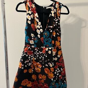 Alice + Olivia Black Floral Backless Dress size 2